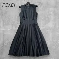 フォクシー ワンピース シアーグレース サイドプリーツ フレア グレー 38