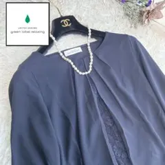 美品✨セレモニーシャツ ブラウス　レース　ネイビー シフォン　【M】