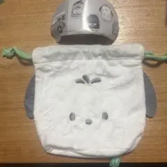 【未使用】はぴだんぶい ふわふわフェイス巾着 ポチャッコ ガチャ