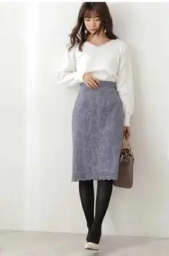 プロポーションボディドレッシング　フロッキー レース タイトスカート M