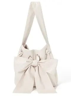 レザーリボンショルダーバッグ アイボリー