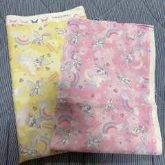 ユニコーン柄生地はぎれ2色セット