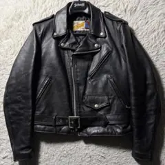 【米国製】schott ライダースジャケット 618 本革　ブラック 38