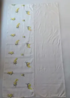 ミモザ刺繍 ベージュ縦長カーテン2枚セット ボックスカーテン