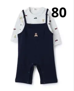 プティマイン POLO ロンパース サロペット 2点セット くま 80cm