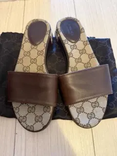 GUCCI ‪ ·͜·GG柄 サンダル ブラウン 37Cのサムネイル