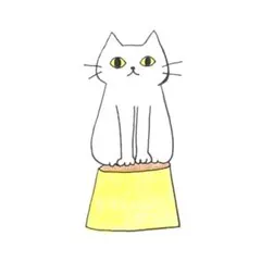 【1196】【白猫の絵】オリジナル手描きアナログイラスト原画　自作創作アート作品