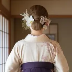 卒業式　桜＆胡蝶蘭　髪飾り（金箔付き）和装　振袖　結婚式　成人式　袴