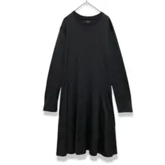 美品 ADAM ET ROPE’ 長袖クルーネックワンピース ブラック