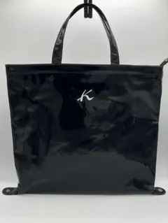 キタムラ 2way エナメル トートバッグ ハンドバッグ Kロゴ ブラックA4