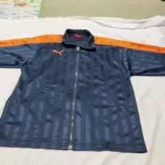PUMA ストライプジップアップジャケット SS ネイビー/オレンジ