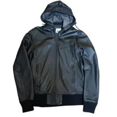 TK タケオキクチ 羊革 ラム レザー ジャケット パーカー ブルゾン 黒