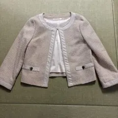 ベージュ ノーカラージャケット