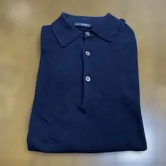 BEAMS F ニットポロシャツ　イタリア製　ネイビー　48のサムネイル