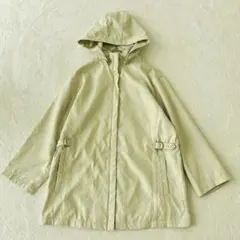 DUNLOP ナイロンジャケット フード付き ジップ ロゴ刺繍 アイボリー L