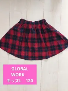 値下げGLOBAL WORK 赤×青チェック柄スカート Lサイズ120㎝