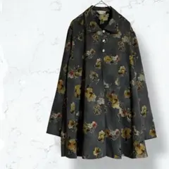 2152＊サンロメオ＊シャツ 緑 F 羽織り用 長袖 サイドスリット