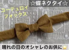 蝶ネクタイ　小学生　キッズ　子ども　正装　コーデュロイ　七五三　無地　茶　結婚式