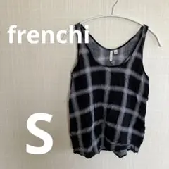 frenchi チェック柄 タンクトップ 【S】黒 白 夏向き 軽やか