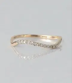 み*な様 K10 (0.08ct) ウェーブラインダイヤモンドリング 9号のサムネイル