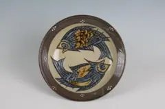 金城吉広　縁玉打ち双魚文皿（一枚焼）6.5寸　４