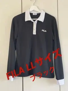 FILAフィラゴルフレディースポロシャツ大きいサイズLL美品黒ブラック✖️ホワイト