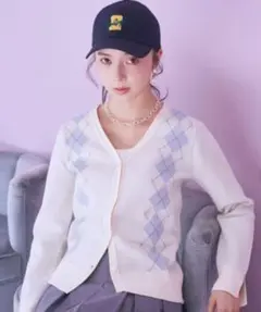 新品未使用アースミュージック＆エコロジー アーガイルニットカーディガン