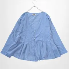 サマンサモスモス ガーゼ裾フリル前開きブラウス 長袖 薄手 コットン