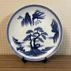 古伊万里焼 青染付の山水画 陶磁器特大皿 約46cm 骨董品 - メルカリ