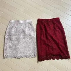 レース花柄タイトスカート2点（ピンク,レッド）アプワイザーリッシュ,ユニクロ
