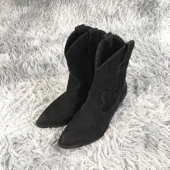Pure Soeur【23.5cm】スエード ショートブーツ 黒 レディース 靴のサムネイル