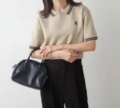 チルファー サマーニットカラーポロ アイボリー