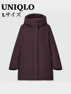 【美品】ユニクロ ハイブリットダウンショートコート ワイン Lサイズ