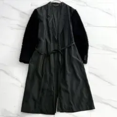 未使用/タグ付✨PLATINUM MINK ミンク 切替 ロングコート ネイビー 