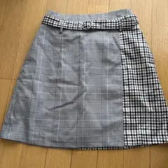 Heatherチェック柄 ミニスカート インナーパンツ付き ベルト付　キュロット