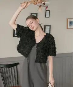 BONLECILL noir フラワーチュールボレロ　ブラック