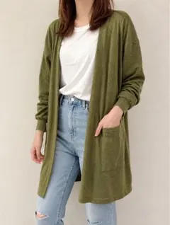 MOUSSY マウジー ロングカーディガン カーキ F 本日限定セールのサムネイル