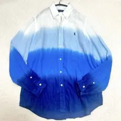 【美品】ラルフローレン リネン100% 長袖シャツ グラデーション Mサイズ