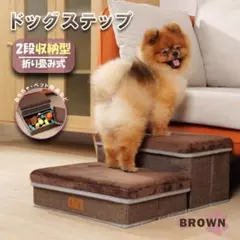 ペットステップ ブラウン 2段 収納型 階段 犬 猫のサムネイル