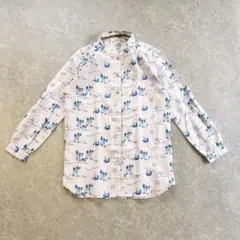 タグ付き　未使用　ジェラートピケ　コットンシャツ　総柄　ピンク　長袖　ジェラピケ