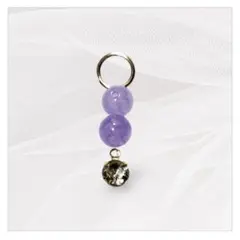 ラベンダーヒスイのラインストーンネックレスチャーム　ハンドメイド