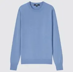 ユニクロ　エクストラファインメリノクルーネックセーター　ブルー