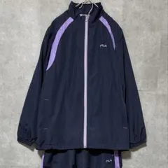 FILA ジャージ 上下セット トラックジャケット ライン ネイビー パープル