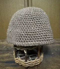 135 秋冬　ニット帽　ビーニー　イスラム帽子　ブラウン　メンズ　ハンドメイド