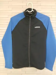 adidas フルジッパージャージ 黒/青