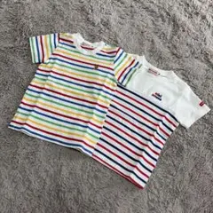 ミキハウス 半袖Tシャツ ボーダー ロゴ刺繍 くま刺繍 カラフルのサムネイル