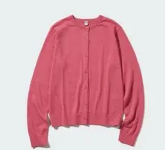 【新品タグ付き】ユニクロ UVカットクルーネックカーディガン ピンク　XL