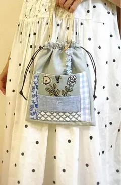 ちょっとそこまで巾着バッグ☆ミナペルホネン トートバッグ choucho