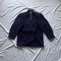 ダブルブレストジャケット パープル紫ウールカシミヤ混 古着レトロ モード 昭和