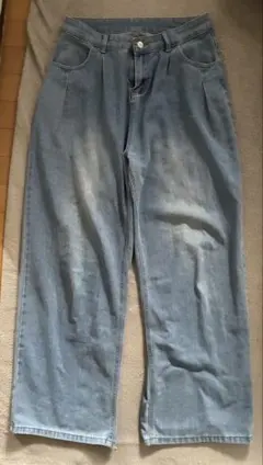 ライトブルー 丈長めデニムパンツ Lサイズ
